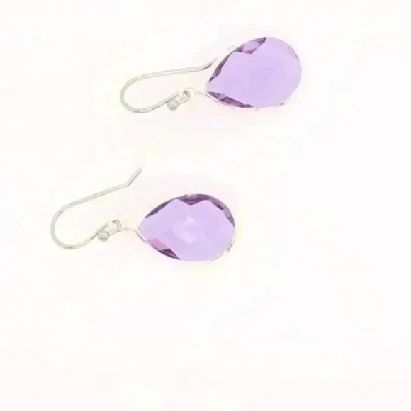 Lavender Teardrop Glass Crystal Dangle Earrings - Picture 3 of 11
